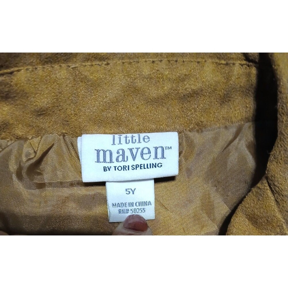 Little Maven by Tori Spelling Kids Faux Suede Fringe  Brown Jacket 5Y - Picture 6 of 10